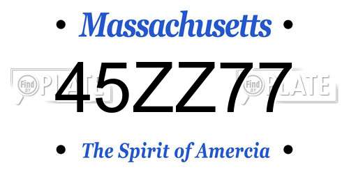 45ZZ77 Massachusetts License Plate