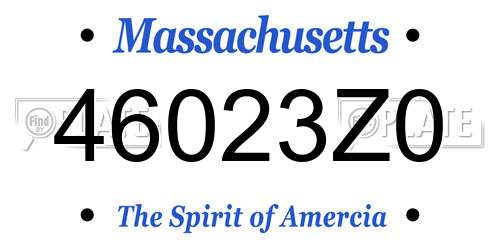 46023Z0 Massachusetts License Plate