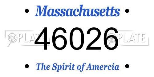 46026 Massachusetts License Plate