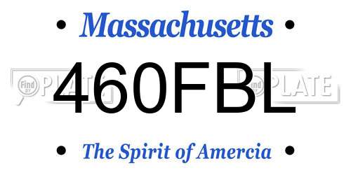 460FBL Massachusetts License Plate