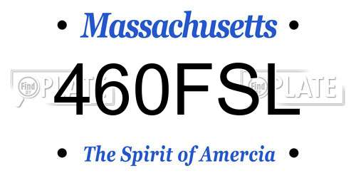 460FSL Massachusetts License Plate