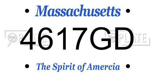 4617GD Massachusetts License Plate