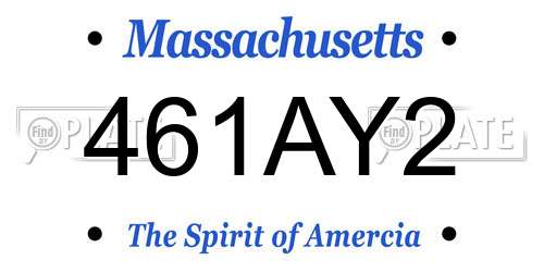 461AY2 Massachusetts License Plate