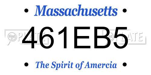 461EB5 Massachusetts License Plate