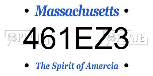 461EZ3 Massachusetts License Plate