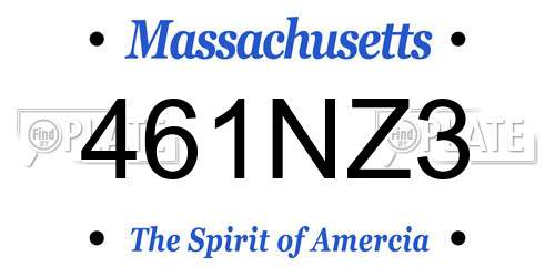 461NZ3 Massachusetts License Plate
