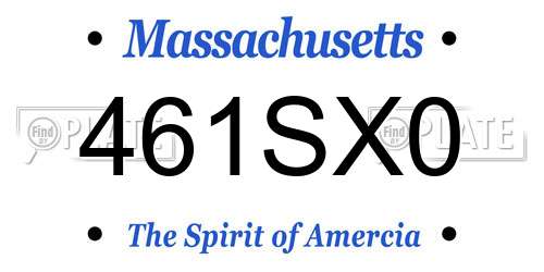 461SX0 Massachusetts License Plate