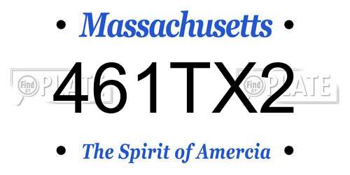 461TX2 Massachusetts License Plate