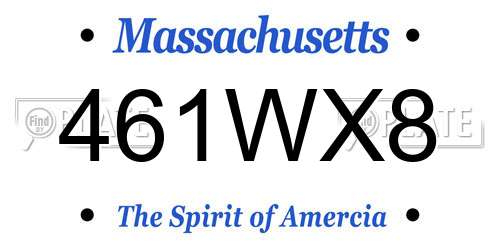 461WX8 Massachusetts License Plate
