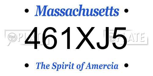 461XJ5 Massachusetts License Plate