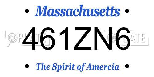 461ZN6 Massachusetts License Plate