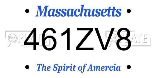 461ZV8 Massachusetts License Plate