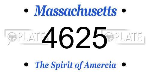 4625 Massachusetts License Plate