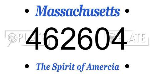 462604 Massachusetts License Plate