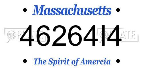 46264I4 Massachusetts License Plate