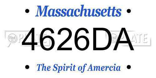 4626DA Massachusetts License Plate