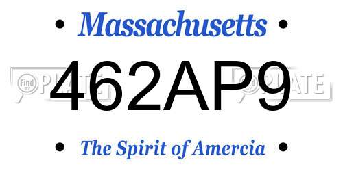 462AP9 Massachusetts License Plate