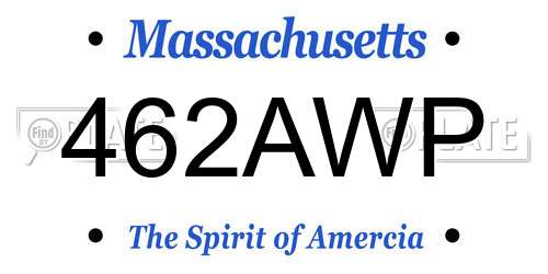 462AWP Massachusetts License Plate