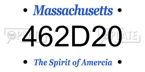 462D20 Massachusetts License Plate