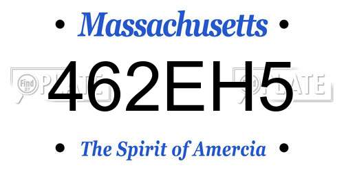 462EH5 Massachusetts License Plate