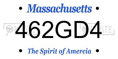 462GD4 Massachusetts License Plate