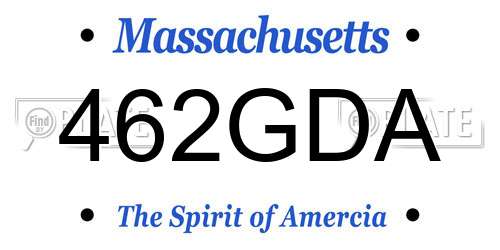 462GDA Massachusetts License Plate