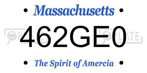 462GE0 Massachusetts License Plate