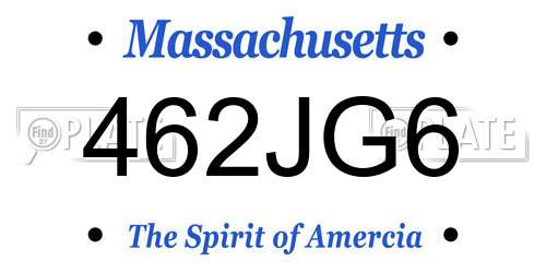 462JG6 Massachusetts License Plate