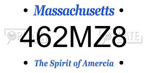 462MZ8 Massachusetts License Plate