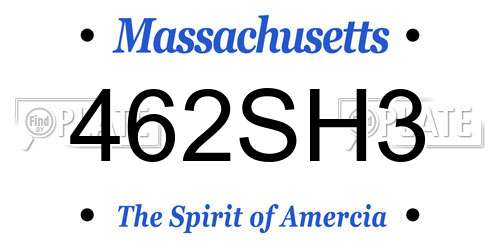 462SH3 Massachusetts License Plate
