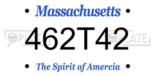 462T42 Massachusetts License Plate
