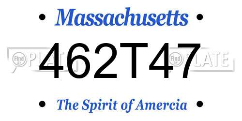 462T47 Massachusetts License Plate