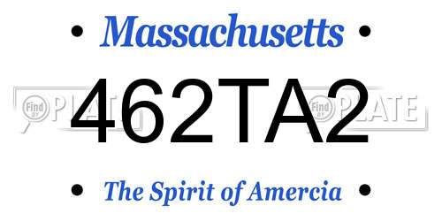 462TA2 Massachusetts License Plate