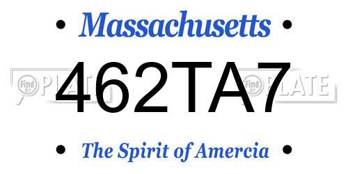 462TA7 Massachusetts License Plate