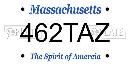 462TAZ Massachusetts License Plate