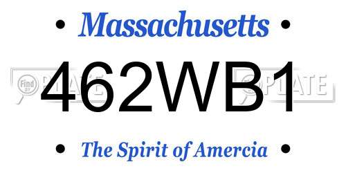 462WB1 Massachusetts License Plate