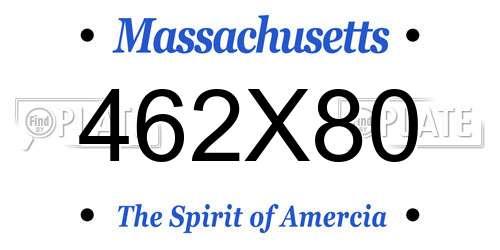 462X80 Massachusetts License Plate