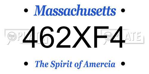 462XF4 Massachusetts License Plate
