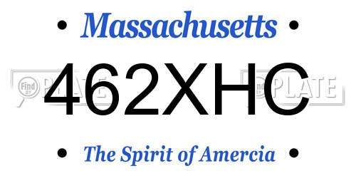 462XHC Massachusetts License Plate