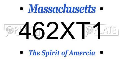 462XT1 Massachusetts License Plate