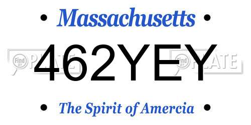 462YEY Massachusetts License Plate