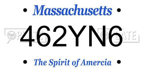 462YN6 Massachusetts License Plate