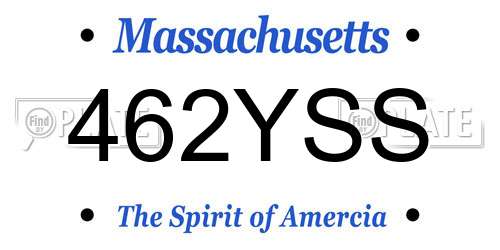 462YSS Massachusetts License Plate