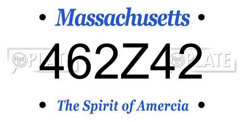 462Z42 Massachusetts License Plate
