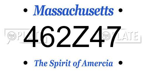 462Z47 Massachusetts License Plate