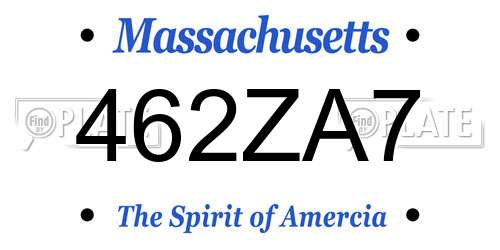 462ZA7 Massachusetts License Plate