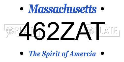 462ZAT Massachusetts License Plate