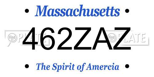 462ZAZ Massachusetts License Plate