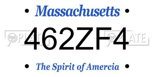 462ZF4 Massachusetts License Plate