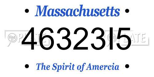 46323I5 Massachusetts License Plate